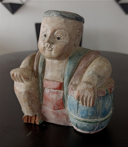 Antigua Escultura De Buda Japonesa En Madera Años 20! Oferta