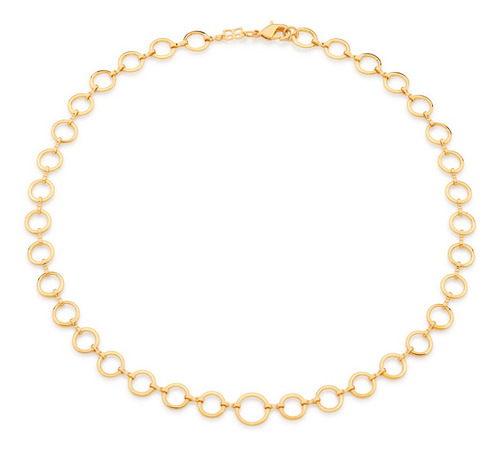 Colar Gargantilha Rommanel Banhado Ouro Elos Redondos 40cm
