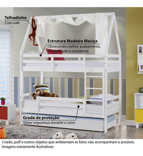 Beliche/ Treliche Teen Play Com Telhado Vi, Xale E Grade De Cor Branco