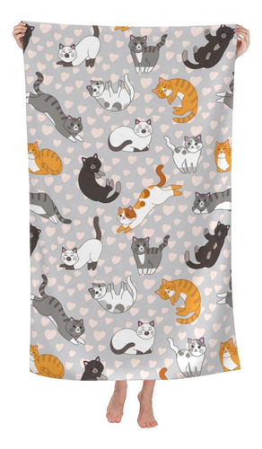 Toalla De Playa Grande De Microfibra Con Diseño De Gato