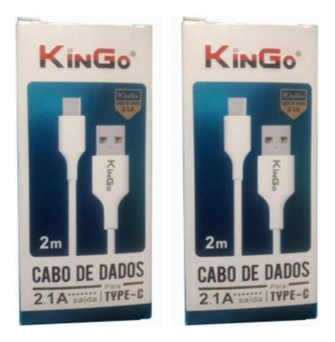 Kit 2 Cabos De Dados Usb-c Kingo Branco 2m 2.1a Galaxy A12