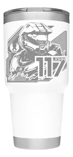 Termo Vaso Térmico 900 Ml Halo Master Chief Acero Inoxidable Blanco Halo. Mod. 2