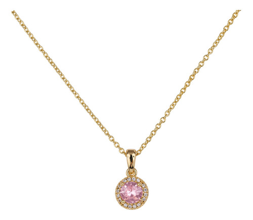 Collar Mujer Oro 14k Zirconia Cúbica, Joyería Fina Luckyly Color Rosa