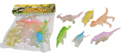 Dinosaurios Fluorescentes Pequeños 6und Goma Juguete