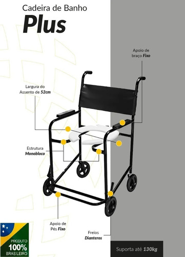 Cadeira De Banho Obeso Flex Plus Braço Fixo Pl2001 Prolife