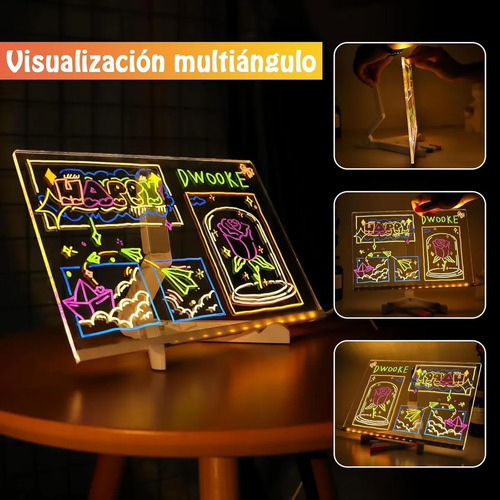 Pizarra De Borrado Seco Con Luz Con Borrables De 7 Colores