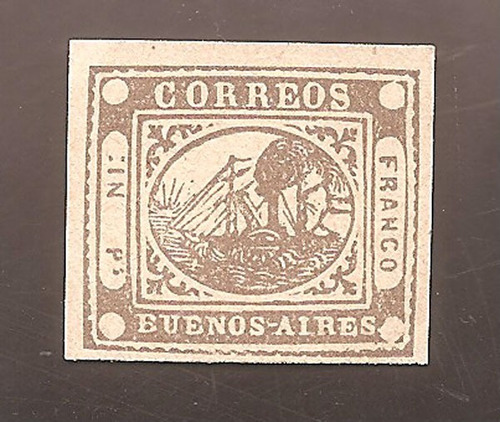 Argentina 1858 Barquito:  In Ps Color Pardo  Reimpresion
