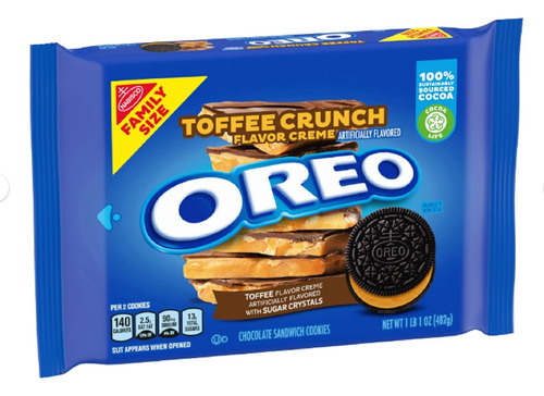 Pack 2 Galletas Oreo Toffee Crunch Creme 482g C/u Importadas