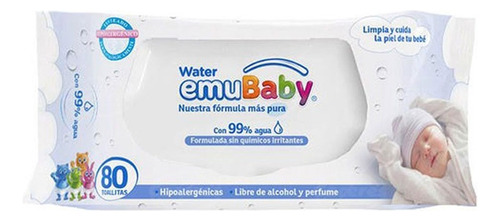 Toallitas Húmedas  Emuwipes Water Premium 80 Un C/u