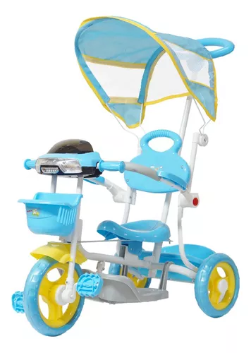 Triciclo Infantil Smart Plus com Empurrador - Preto+Azul