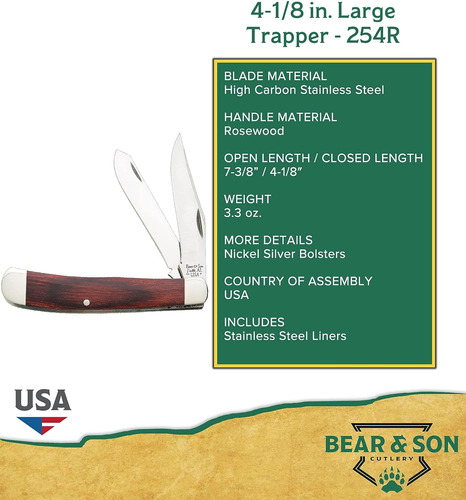 Oso & Hijo 254r Rosewood Palas Grande Trapper Slip Joint Cuc