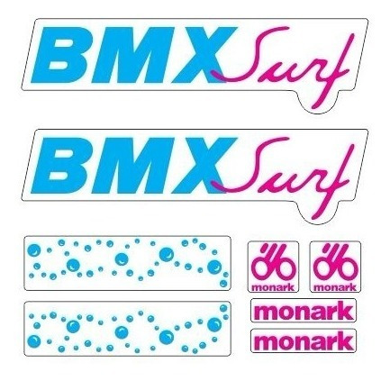 Adesivos Bicicleta Monark Bmx Surf Azul E Rosa
