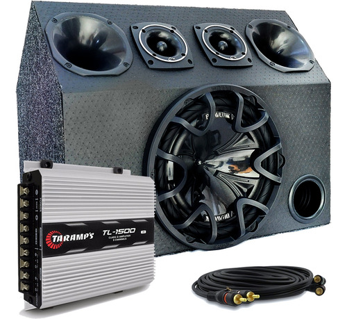 Caixa Trio Completa Sub 12 Bravox + Modulo Taramps Tl 1500