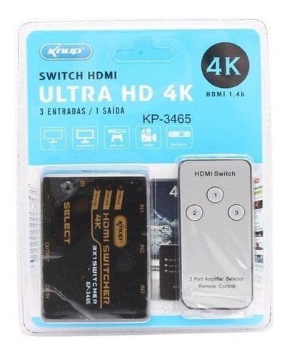 Imagem 3 de 6 de Switch Hdmi 3x1 4k Tv Game Ps3 Ps4 Xbox Extensão