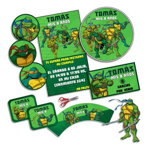 Kit Imprimible Tortugas Ninja Personalizado Candybar