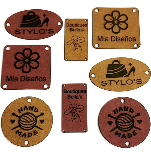 100 Etiquetas Ecocuero 4x4 Cm./ Personalizadas