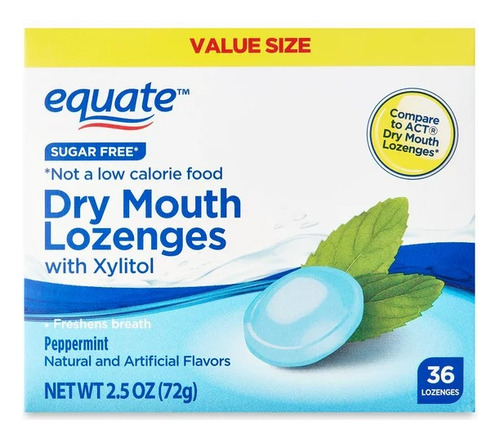 Equate 36 Dulces Para Boca Seca Sabor Peppermint Sin Azucar