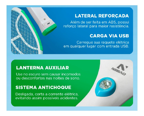 Raquetes Elétrica Mata Mosca Pernilongo Insetos Recarreg.