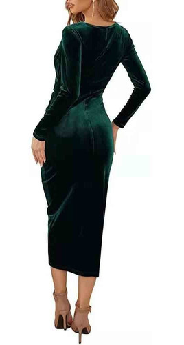 Imagen 3 de 5 de Vestido De Fiesta De Escote En V, Manga Larga Para Mujer