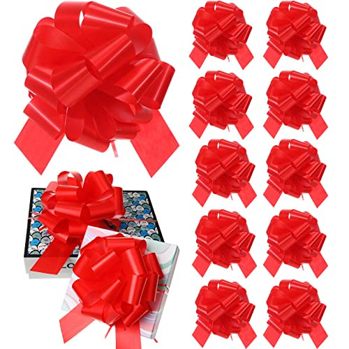 12 Pieces Christmas Large Ribbon Pull Bows Big Solid Co...