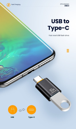 Imagen 3 de 10 de Adaptador Otg Usb Hembra A Usb C 10a 240w Max Usb 3.0