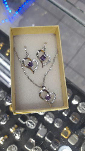 Conjunto Aros Y Collar Plata 925 Mujer Mod 20 Incluye Caja