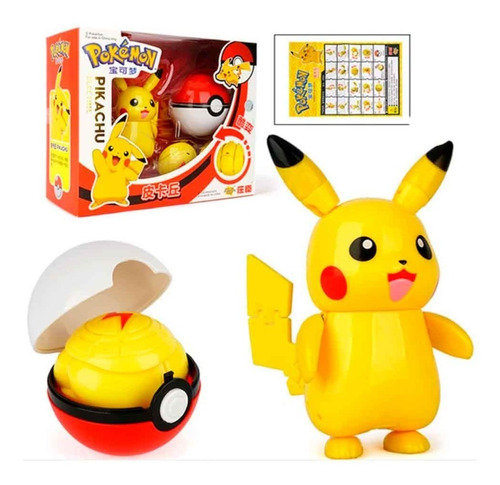 Juguete Pikachu Con Pokebola Articulabl Pokémon 11cm Origina
