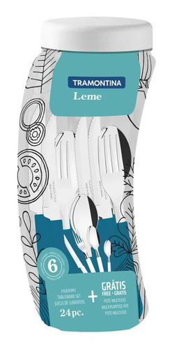 Imagen 4 de 7 de Cubiertos Tramontina Set Juego De 24 Acero Inox Leme Colores