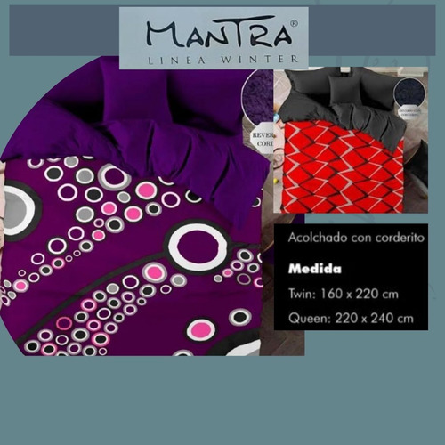 Imagen 2 de 5 de Acolchado Con Corderito 1 1/2 Plazas Mantra