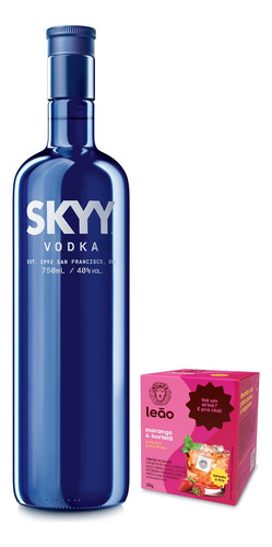 Pack Skyy Vodka 750ml + Caixa De Chá Morango Com Hortelã