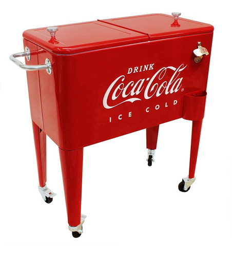 Hielera Coca Cola Con Ruedas Y Destapador Estilo Retro 57 Lt