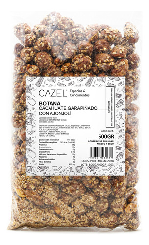 Cacahuate Y Ajonjolí Garapiñado Natural Oaxaca 500g