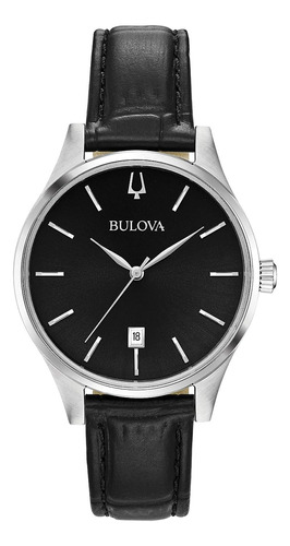 Reloj Bulova Quartz Para Mujer 96m147 Classic Negro Piel