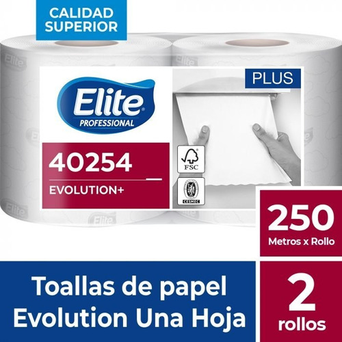 Toalla De Papel Evolution Plus Elite 2x250 Metros Cod 40250