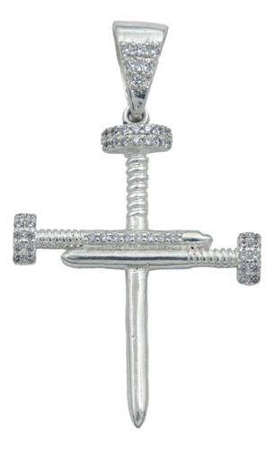 Dije Cruz Zirconias Clavos Hombre Mujer Plata 925 4.7 Cm