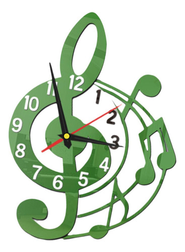 Reloj De Pared Silent Sweet Musical Diseño Verde