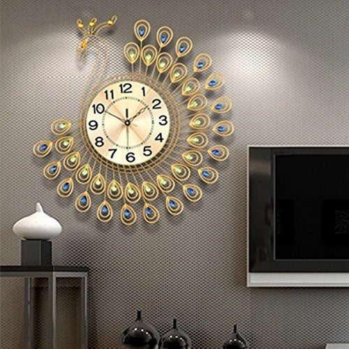 Reloj De Pared Pavo Real 40pcs Diamantes Reloj Decorativo