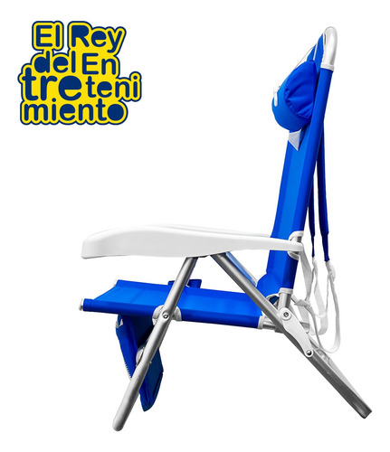 Imagen 7 de 10 de Pack 3 Silla Playa Reposera Aluminio 5 Posiciones - El Rey