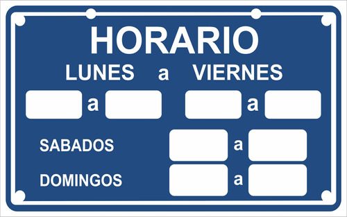 Cartel Horario Con Tanza Sopapa Y Numeros Para Pegar