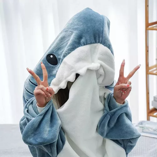 Saco de dormir de tiburón de dibujos animados, pijama de oficina, manta de  tiburón Karakal, tela suave y acogedora, chal de sirena para niños y