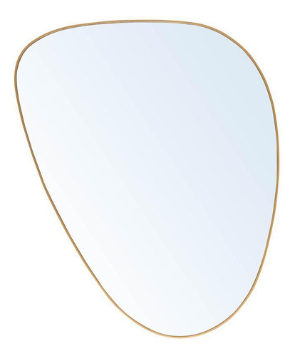 Espelho Lyor Orgânico Com Borda De Metal Dourado 25,5cm X 35