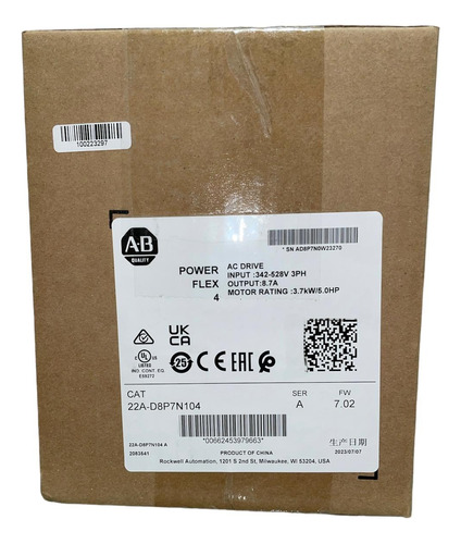 Allen Bradley 22a-d8p7n104 Variador De Ca Poweflex 4, 5 Hp