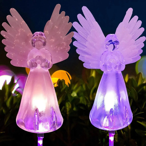 2 Piezas De Luces Solares De Ángel Para Decoración Navideña