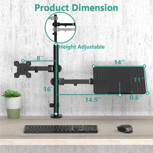 Soporte Doble Para 2 Monitores Lcd Color Negro