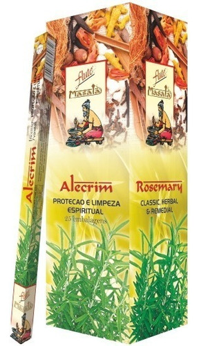 Incenso Flute Massala 25 Caixas De 7 Varetas Cada Fragrância Alecrim