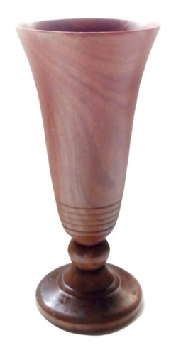 Antiguo Florero Centro De Mesa De Madera Torneada - 16 Cm