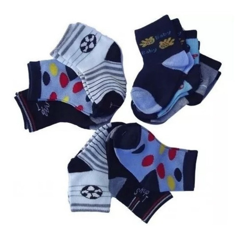 Kit 12 Pares Meia Infantil Juvenil Masculina Soquete Algodão