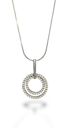 Collar Plata Turca 925, Doble Circulo Zircon Estambul Joya