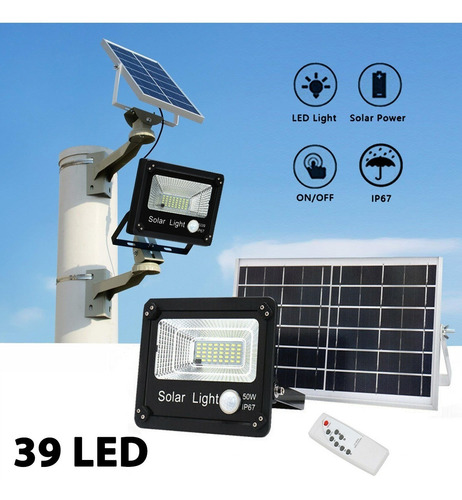 Imagen 9 de 10 de Reflector Led Control Remoto Sensor Panel Solar 50w