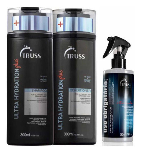  Truss Kit Ultra Hydratation Plus + Shampoo + Cond + Uso Obrig. + Kit
